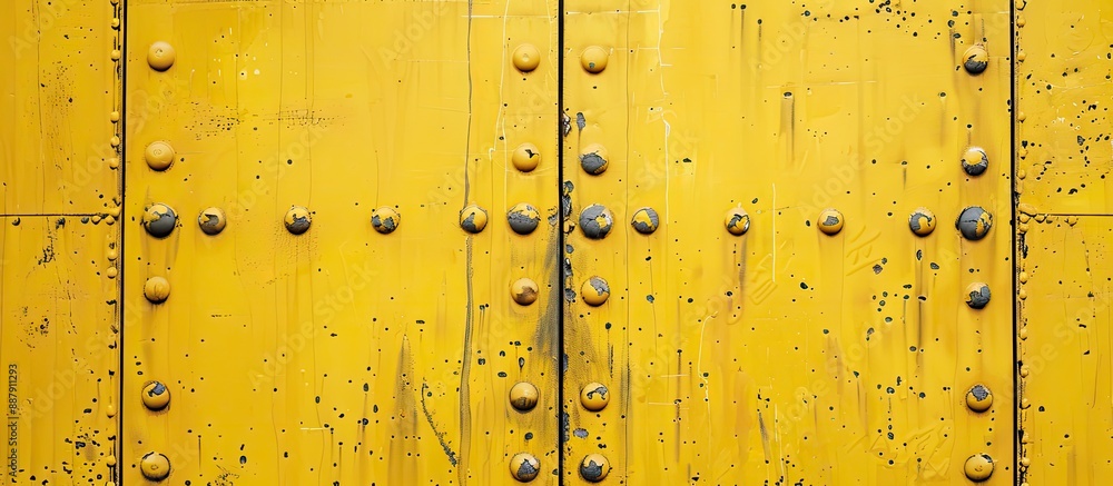 Poster Yellow metal surface providing a retro vibe ideal for backgrounds or design projects with available copy space image