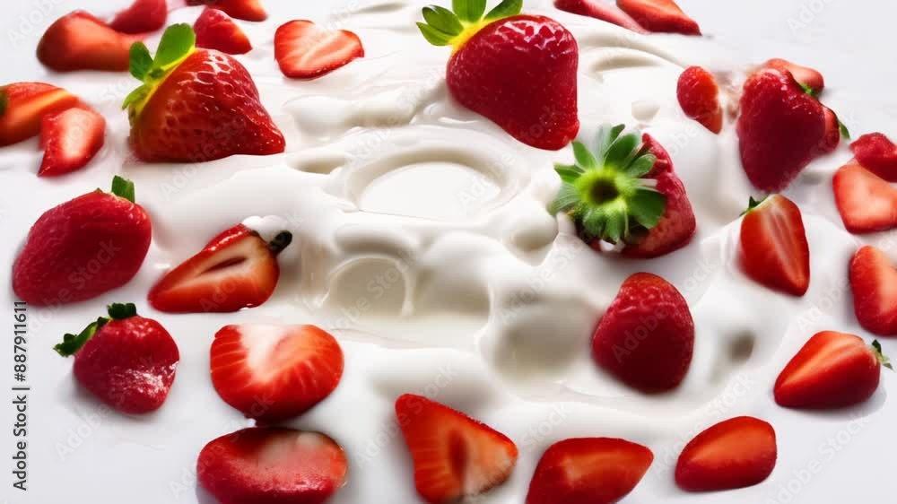 Canvas Prints  Deliciously fresh strawberries and cream ready to be savored