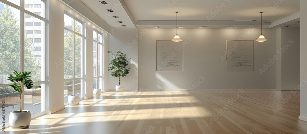 Poster Spacious room in an apartment with ample light and a blank area for displaying a copy space image