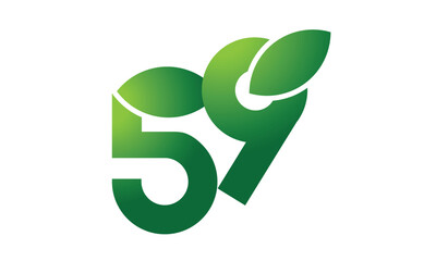 59 Leaf Logo Number Green Simple Nature