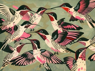 seamless pattern with birds