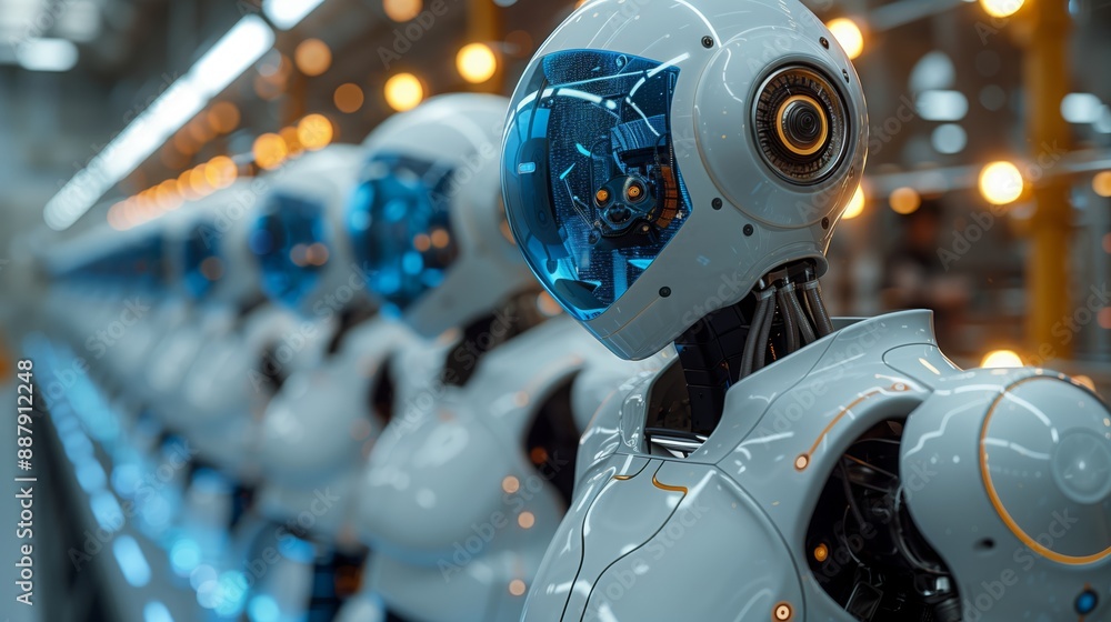 Aufkleber advanced robotic systems stand in an industrial environment, displaying ais potential in automation 