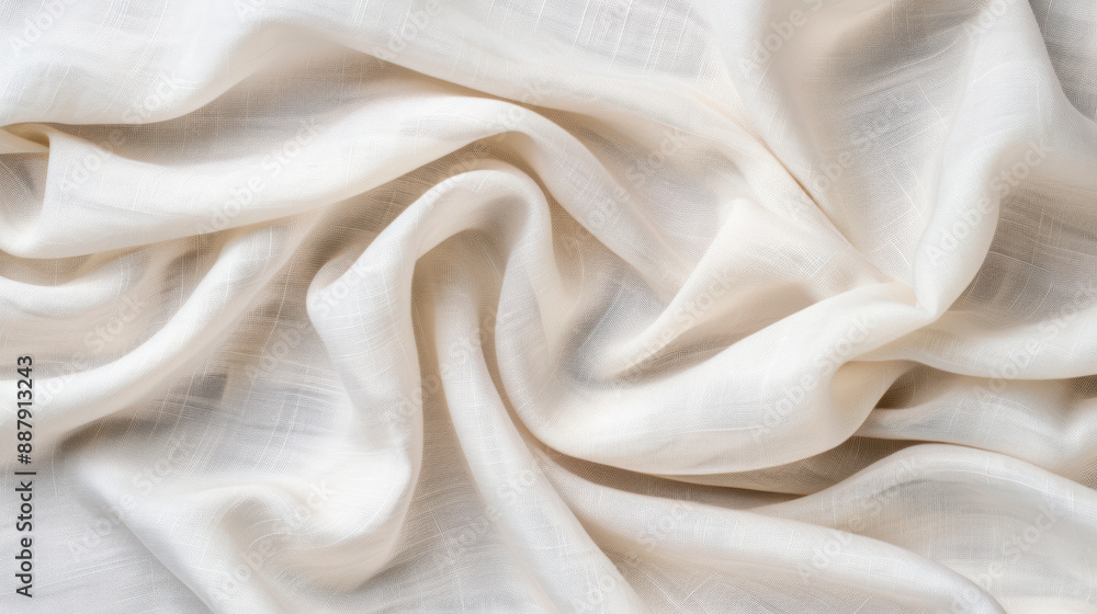 Poster a close-up shot of soft, flowing white fabric with delicate texture, creating a calming and elegant 
