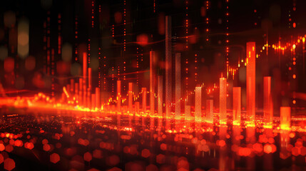 stock market chart, candlestick pattern with trendline for financial trading