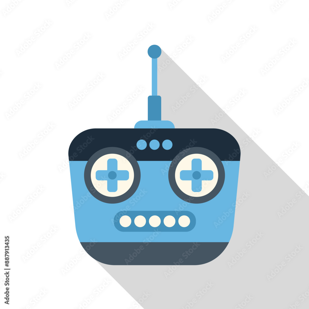 Poster modern remote control transmitting signals for controlling devices, concept of wireless technology