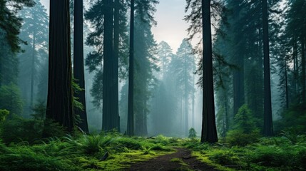 Fototapeta premium Towering trees in lush woodland