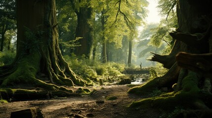 Obraz premium Towering trees in lush woodland