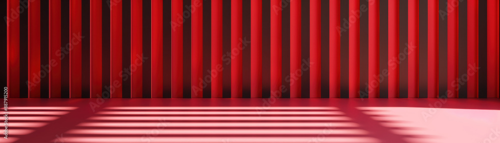 Aufkleber modern interior with vertical red stripes and shadow patterns. abstract design suitable for backgrou