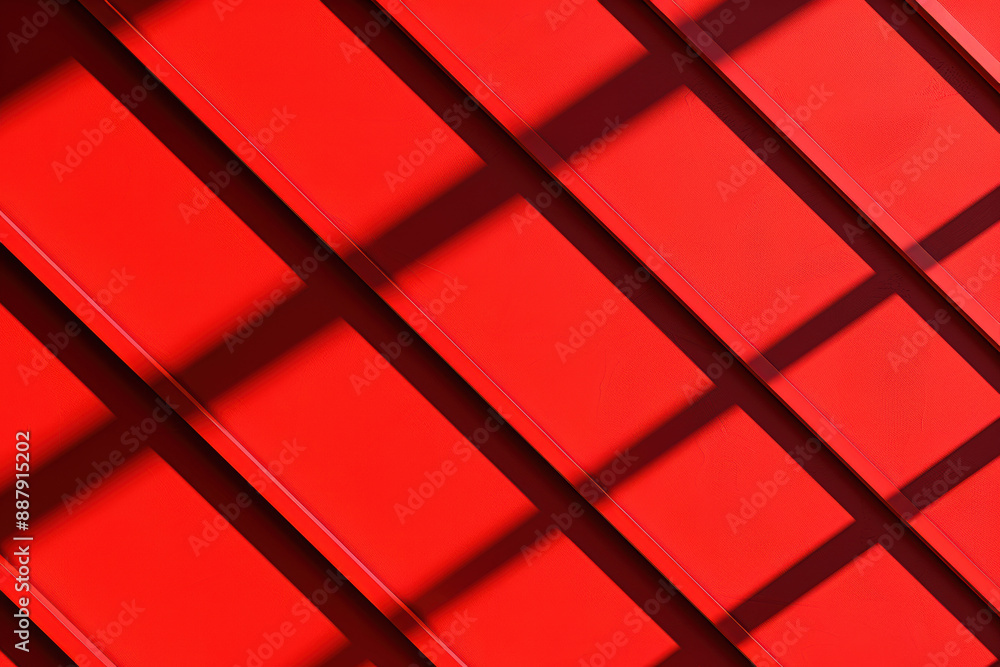 Poster modern abstract background featuring a vibrant red surface with dynamic diagonal lines and shadows c
