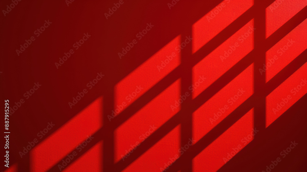 Poster abstract image of red shadows forming a geometric pattern on a surface, creating an artistic and con