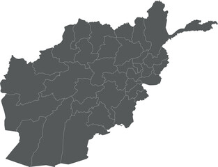 Obraz premium Vector regional blank map of Afghanistan with provinces or territories and administrative divisions. Editable and clearly labeled layers.