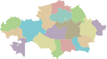 Obraz premium Vector blank map of Kazakhstan with regions, independent cities and administrative divisions. Editable and clearly labeled layers.