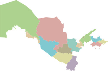 Vector blank map of Uzbekistan with regions or territories and administrative divisions. Editable and clearly labeled layers.
