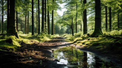 Obraz premium Towering trees in lush woodland