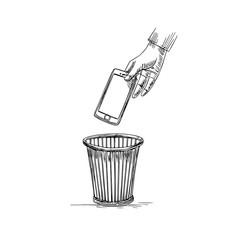 Hand-Drawn Vector Illustration of Waste Disposal and Recycling