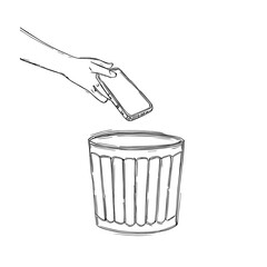 Hand-Drawn Vector Illustration of Waste Disposal and Recycling