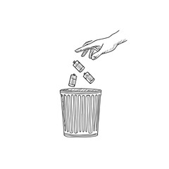 Hand-Drawn Vector Illustration of Waste Disposal and Recycling