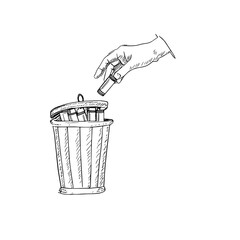 Hand-Drawn Vector Illustration of Waste Disposal and Recycling