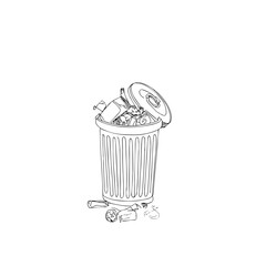 Hand-Drawn Vector Illustration of Waste Disposal and Recycling