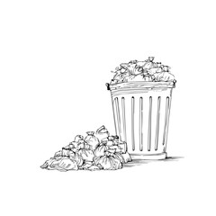 Hand-Drawn Vector Illustration of Waste Disposal and Recycling