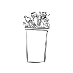 Hand-Drawn Vector Illustration of Waste Disposal and Recycling