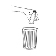 Hand-Drawn Vector Illustration of Waste Disposal and Recycling