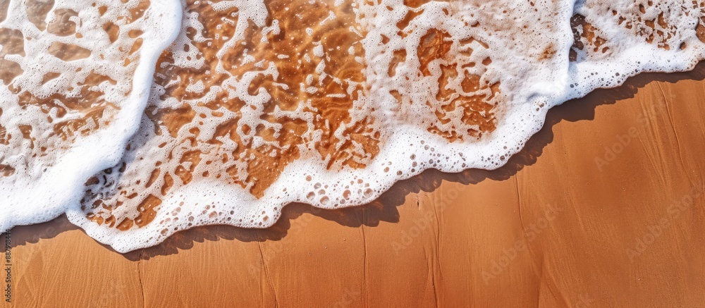 Poster Top view of sandy beach with intriguing sea snail trails creating a nature abstract background perfect for a copy space image