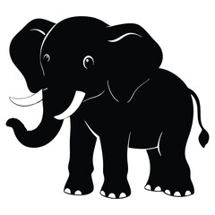 Obraz premium Elephant silhouette with the trunk up isolated on white background. Vector illustration