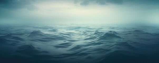 Obraz premium Sea ripple water in misty morning. Norwegian landscape with thick fog on beautiful lake. Nature, ecology, eco tourism. Travel and vacation concept