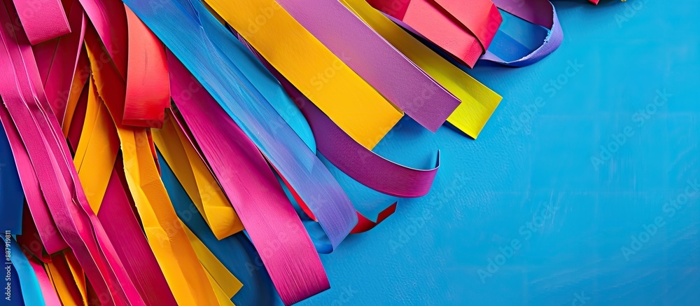 Poster vibrant paper strips create a colorful backdrop with copy space image