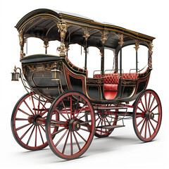 A black antique carriage from royal times for the transportation of passengers and officials