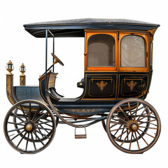 A black antique carriage from royal times for the transportation of passengers and officials
