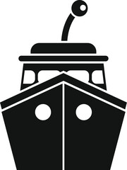 Simple black icon of a big ship sailing on the sea