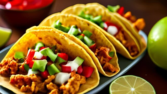  Freshly prepared gourmet tacos with a zesty twist