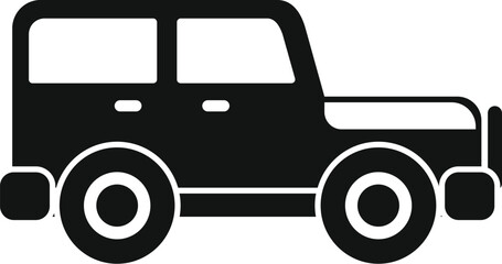 Simple icon of an off road vehicle with large tires perfect for projects related to automobiles