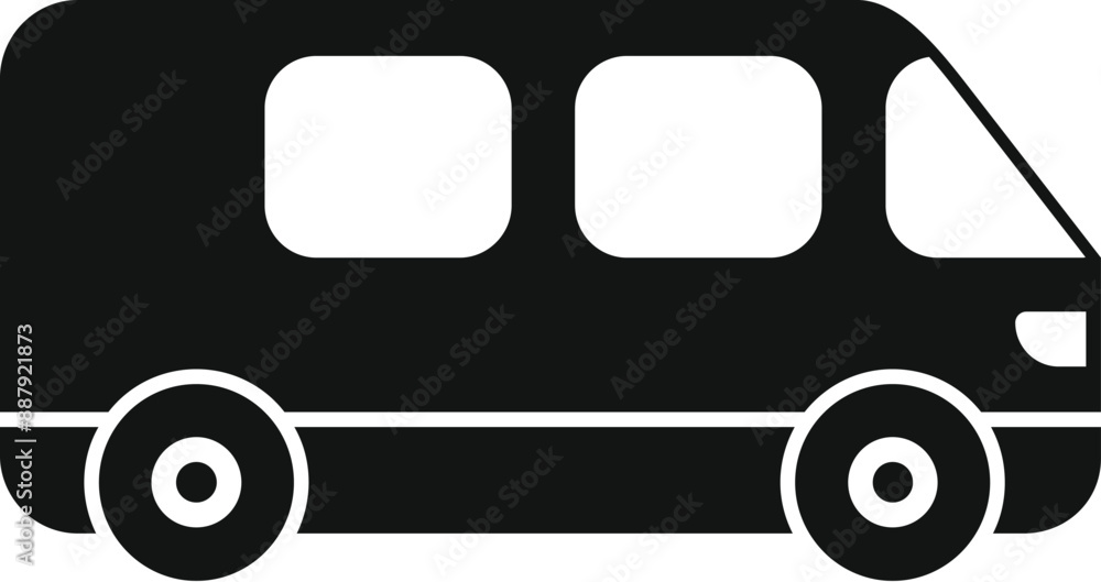 Sticker Black simple icon of a minibus used for passenger transportation, side view