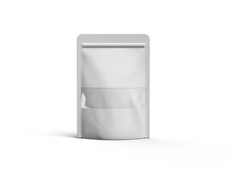 3D render of a glossy generic, doypack with the window hole on a transparent background