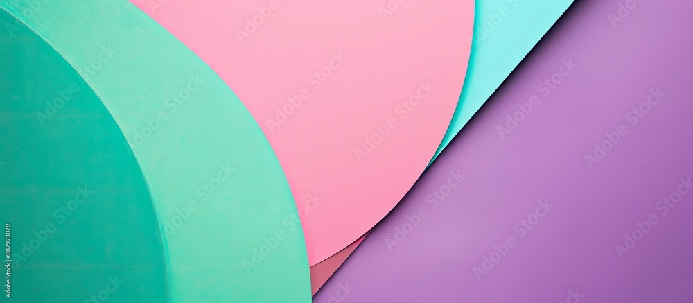 Poster flat lay composition of abstract colored papers forming a geometric pattern on a banner background w