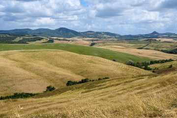 tuscany landscape of hilly fields