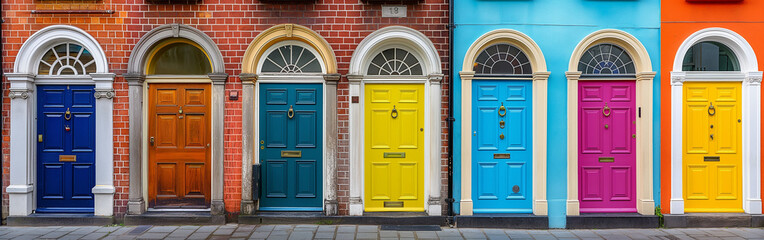 Colorful collection of doors in Dublin, Ireland