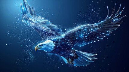 polygonal eagleon the blue background
