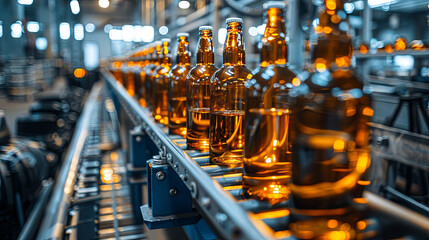 Production of beer at the modern factory, drink concept