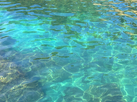 Sea crystal clear blue turquoise water surface 