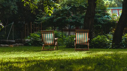 Chairs with calm landscape