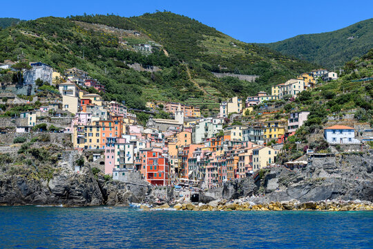 cinque terre hill village on the bay in italy