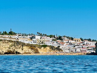 Beautiful view of Benagil Cave in Carvoeiro Algarve Portugal