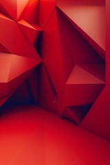 Fototapeta premium 3d triangle architecture with matte, gradient, deep, red color. Minimalist Clean design. Elegant and high fashion 