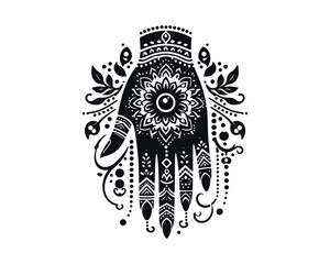 Mehndi henna tattoos on hands