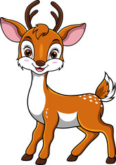 Cute Deer cartoon on white background