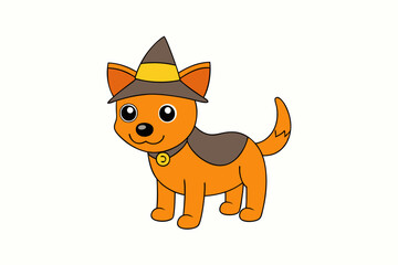 Cartoon dog in hat Vector illustration